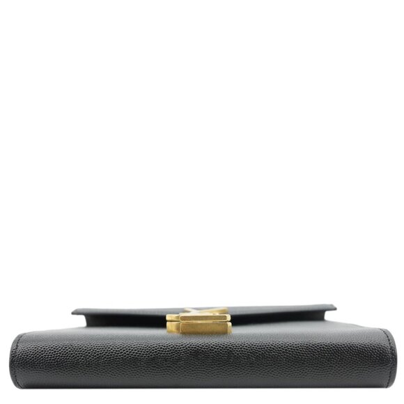 Yves Saint Laurent Cassandra Matelasse Grain De Poudre Chain Wallet Black - Picture 10 of 14